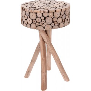 Drevená barová stolička z teakového dreva a s dekorom odrezkov teaka 36*61cm 23383