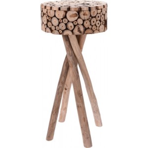 Drevená barová stolička z teakového dreva a s dekorom odrezkov teaka 36*75 cm 23390