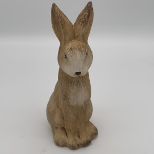 Keramická dekorácia sediaceho zajačika v hnedom farebnom prevedení 11,4 x 8,6 x 24,9 cm 42687