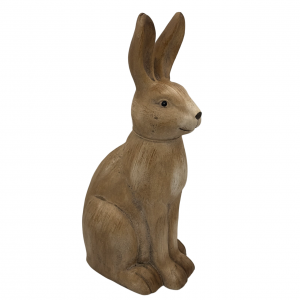 Keramická dekorácia sediaceho zajačika v hnedom farebnom prevedení 23,5 x 17,5 x 45,5 cm 42700