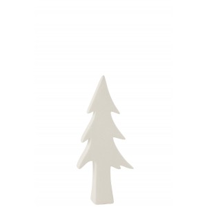 Keramická dekorácia vianočného stromčeka v bielom farebnom prevedení 6 x 16,5 x 35,5 cm Jolipa 42290