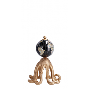 Keramická dekorácia zlatého podstavca v tvare chobotnice s glóbusom 15,5 x 21,5 cm 41927