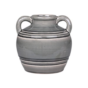 Keramická dekoratívna váza s glazovaným povrchom v sivom farebnom prevedení 16 x 16 cm Chic Antique 39889