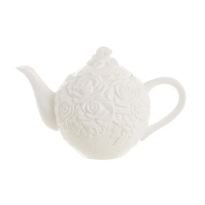 Keramická dóza - čajník v bielom farebnom prevedení s dekorom ružičiek 23 x 13 x 14 cm Blanc Maricló 41747