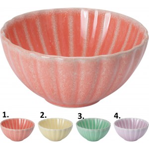 Keramická miska s jednoduchým dekorovaním v štyroch farebných prevedeniach 480 ml 43082