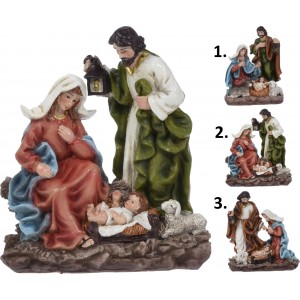 Vianočná dekorácia ako keramická scénka Márie s Jozefom a Ježiškom ako Betlehem v troch variantoch 19 cm 35722