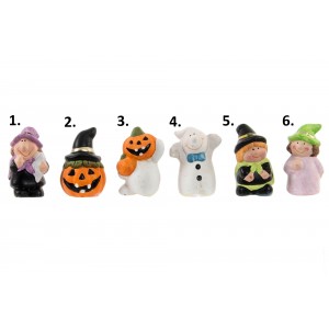 Keramické halloweenske mini postavičky v taštičke v šiestich variantoch 4 x 7 cm 35280