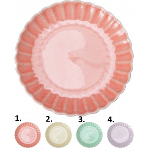 Keramický dezertný tanier s jednoduchým dekorovaním v štyroch farebných prevedeniach 20,5 x 2,8 cm 43084