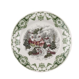 Keramický dezertný tanier v bielom farebnom prevedení s vianočným dekorovaním o priemere 20 cm Blanc Maricló 41809