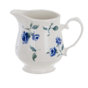 Keramický džbán v bielom farebnom prevedení s kvetovaným modro-zeleným dekorom 11 x 7 x 9 cm Blanc Maricló 42271