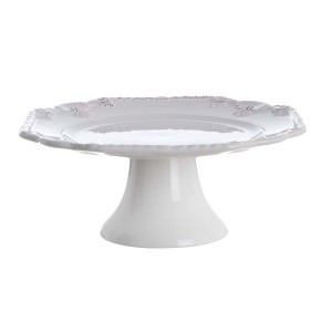 Keramický podnos na tortu v bielom farebnom prevedení s dekorovaním 33 x 33 cm Blanc Maricló 41759