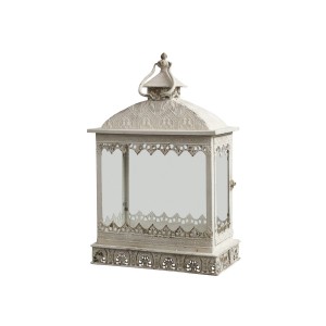 Kovová dekorácia lampáša v antickom krémovom farebnom prevedení a ošúchanom vintage štýle 35 x 20 x 66 cm Chic Antique 41198