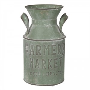 Kovová dóza na mlieko v zelenom farebnom prevedení s nápisom Farmers Market 14 x 25 cm Clayre & Eef 38112