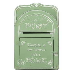 Kovová poštová schránka v zelenej farbe s dekorom a nápisom značky Clayre & Eef 34726