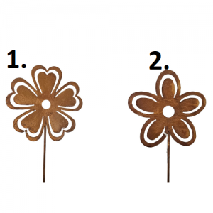 Kovová záhradná dekorácia hrdzavej napichovačky - podpory s dekorom kvetu v dvoch prevedeniach 21 x 115 cm 40394