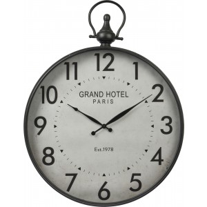 Kovové čierno nástenné hodiny GRANDHOTEL vo vidieckom štýle 74 x 57 x 7 cm 38880