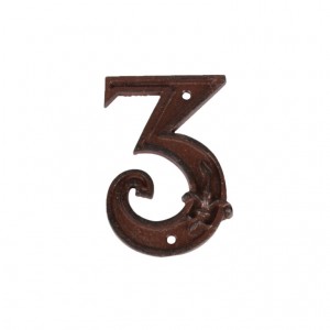 Kovové číslo 3 na dom 8,1x1,2x11,6 cm Esschert design