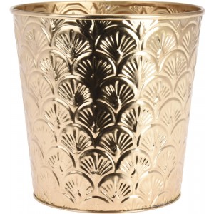 Kovový kvetináč zlatej farby s luxusným dekorom v modernom dizajne 17 x 16 cm 36403