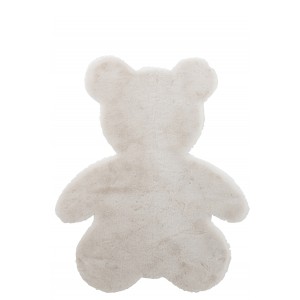 Mäkučký chlpatý koberček v bielom farebnom prevedení v tvare medvedíka 103 x 82 x 1,5 cm 37730