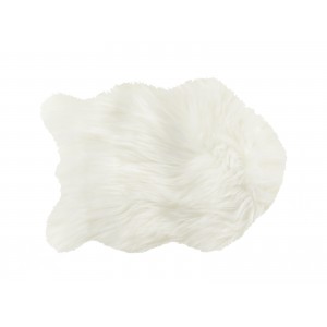 Mäkučký huňatý koberček v bielom farebnom prevedení s kožušinou 80 x 120 cm 42650