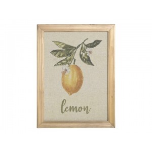 Obraz s motívom citróna v drevenom ráme vo vintage štýle 43 x 33 cm Chic Antique 43525