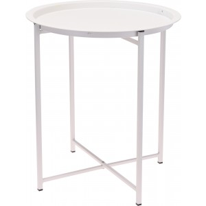 Okrúhly kovový záhradný stolík bielej farby 46 x 52 cm 37158