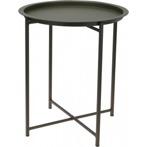 Okrúhly kovový záhradný stolík tmavozelenej farby 46 x 52 cm 37156