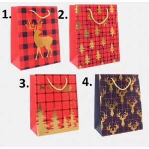 Papierová darčeková taška s vianočným motívom v štyroch prevedeniach 32 x 26 x 12 cm 39169