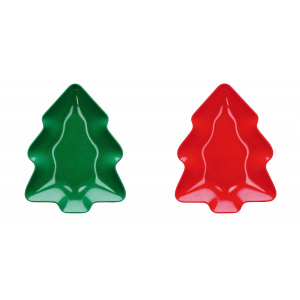 Plastová vianočná miska v dvoch farebných prevedeniach v tvare vianočného stromčeka 19 x 24 x 3 cm 41879