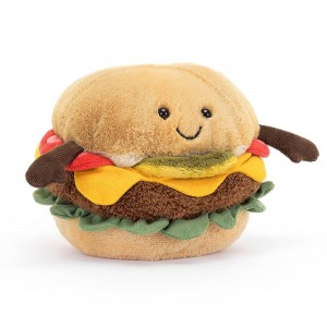 Plyšový zábavný hamburger Amuseable Burger so zlatisto opečenou žemľou 11 cm Jellycat 39644