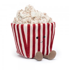 Plyšový zábavný popcorn Amuseable Popcorn s červeno-bielymi pásikmi a malými lesklými očkami 18 cm Jellycat 40678