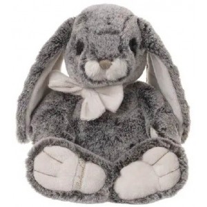 Plyšový zajačik Russel v tmavošedom kožúšku s dlhými ušami a mašličkou 35 cm Bukowski design 40848