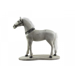 Polyresinová dekorácia koňa v antickom krémovom farebnom prevedení s hrivou na stojane 39 x 11,5 x 39 cm Chic Antique 39893