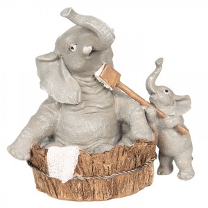 Polyresinová dekorácia kúpajúcich sa sloníkov v kadi 13x9x13cm Clayre-Eef 31350