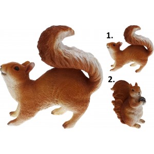 Polyresinová dekorácia postavičky hrdzavej veveričky s bielym bruškom v dvoch variantoch 19,5 cm 36501