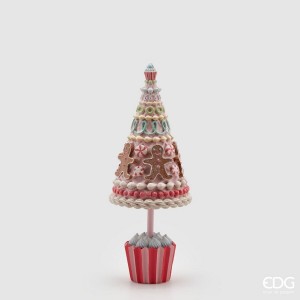 Polyresinová dekorácia vianočného stromčeka v ružovom farebnom prevedením s dekorovaním 34 cm EDG 42068