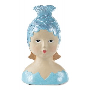 Polyresinová hlava postavička dekorácia s motívom dievčaťa s čiapkou v tvare ryby 28 cm Baden 38171