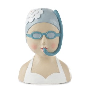 Polyresinová hlava postavička dekorácia s motívom dievčaťa so šnorchľom a v plavkách 25 cm Baden 38170
