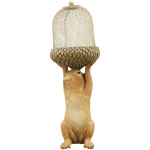 Polyresinová postavička veveričky držiacej žaluď - krmítko pre vtáčiky 22,8 x 14,7 x 42,5 cm 41054