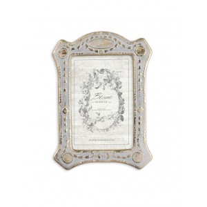 Polyresinový fotorám v sivom farebnom prevedení so zlatou patinou a dekorom v ošúchanom vintage štýle 17,8 x 1,8 x 23,8 cm Blanc Maricló 41755