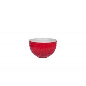 Porcelánová miska v červenej farbe v retro štýle so srdiečkovým motívom a vrúbkami 11 x 6,5 cm Isabelle Rose 39062