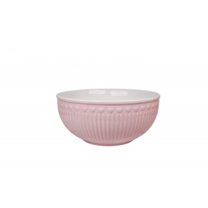 Porcelánová miska v ružovej farbe v retro štýle so srdiečkovým motívom a vrúbkami 17 x 7,5 cm Isabelle Rose 39058