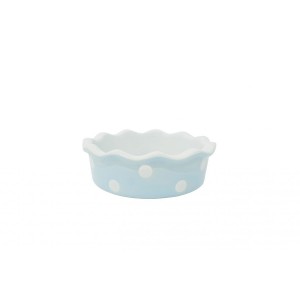 Porcelánová retro malá koláčová miska v bielo-modrej farbe s dekorom bodiek a zaobleným vlnovkovitým tvarom 12 x 12 cm Isabelle Rose 35871