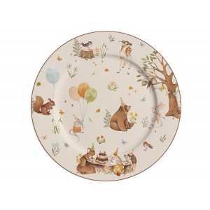 Porcelánový biely dezertný tanier FOREST PARTY s rozkošným motívom zvieratiek s priemerom 19 cm Isabelle Rose 35867