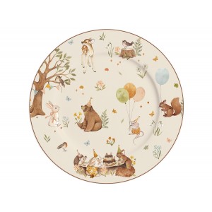Porcelánový biely plytký tanier FOREST PARTY s rozkošným motívom zvieratiek s priemerom 23 cm Isabelle Rose 35869