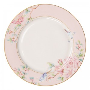 Porcelánový tanier v bielo-ružovej farbe s kvetinovým motívom a priemerom 27 cm Clayre & Eef 38809