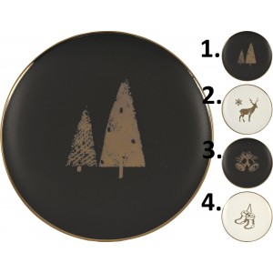 Porcelánový vianočný tanier so zlatým okrajom v štyroch prevedeniach 26 cm 38902