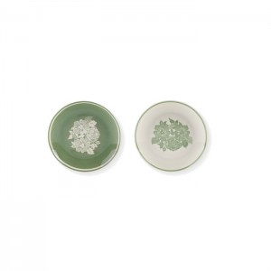 Porcelánový zeleno biely tanier v talianskom štýle v dvoch variantoch 43320 16,5 x 2,1 cm
