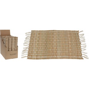 Prestieranie - podložka bambus pásikavý vzor so strapcami v bielom farebnom prevedení 35 x 45 cm 43068