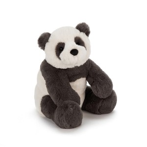 Prítulná plyšová panda s huňatou sivo-bielou kožušinkou Harry Panda Cub 37 cm JellyCat 41157